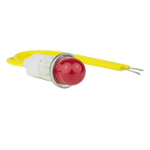 VCC 1090A1-12V Red Incandescent 12V Panel Mount Indicator Light, Hi-Dome, .500" Hole Diameter, Wire Leads