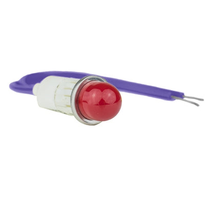 VCC 1090A1-28V Red Incandescent 28V Panel Mount Indicator Light, Hi-Dome, .500" Hole Diameter, Wire Leads