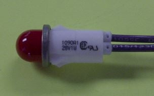 VCC 1090A1-28V Red Incandescent 28V Panel Mount Indicator Light, Hi-Dome, .500" Hole Diameter, Wire Leads