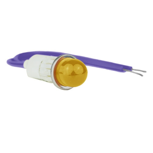 VCC 1090A3-28V Amber Incandescent 28V Panel Mount Indicator Lamp, Hi-Dome, .500" Hole Diameter, Wire Leads