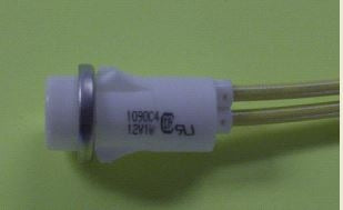 VCC 1090C4-12V White Incandescent 12V Panel Mount Indicator Lamp, Hi-Hat, .500" Hole Diameter, Wire Leads