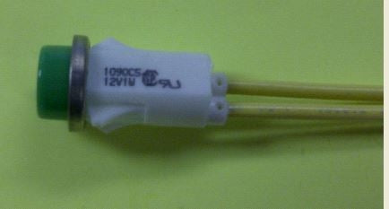 VCC 1090C5-12V Green Incandescent 12V Panel Mount Indicator Lamp, Hi-Hat, .500" Hole Diameter, Wire Leads