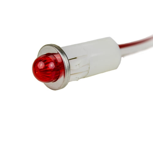 VCC 1091M1-12V Red LED 12V Panel Mount Indicator Lamp, Small Dome, .500" Hole Diameter, Wire Leads