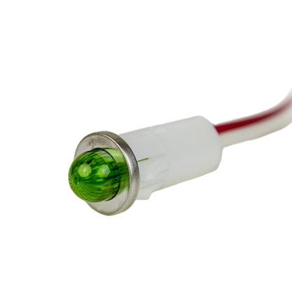 VCC 1091M5-12V Green LED 12V Panel Mount Indicator Lamp, Small Dome, .500" Hole Diameter, Wire Leads