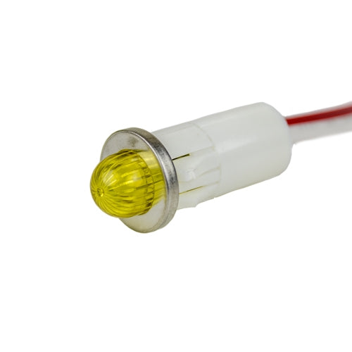 VCC 1091M7-12V Amber LED 12V Panel Mount Indicator Lamp, Small Dome, .500" Hole Diameter, Wire Leads