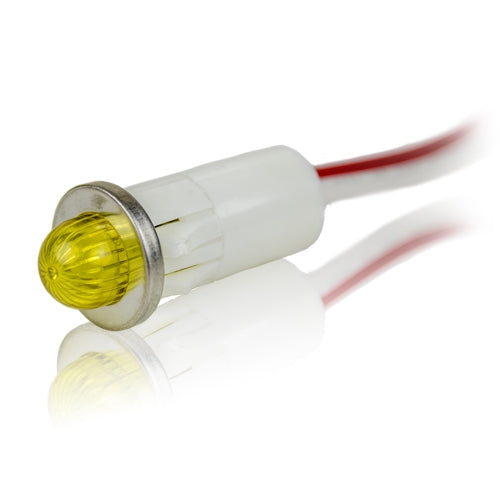 VCC 1091M7-24V Amber LED 24V Panel Mount Indicator Lamp, Small Dome, .500" Hole Diameter, Wire Leads