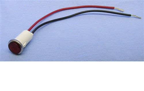 Philmore 11-2570 12-14V Red LED Indicator Lamp for .50" Hole, Red Cylinder Diamond Lens, with 6" Stripped Leads