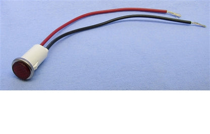 Philmore 11-2570 12-14V Red LED Indicator Lamp for .50" Hole, Red Cylinder Diamond Lens, with 6" Stripped Leads