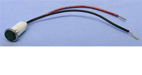 Philmore 11-2571 12-14V Green LED Indicator Lamp for .50" Hole, Green Cylinder Diamond Lens, with 6" Stripped Leads