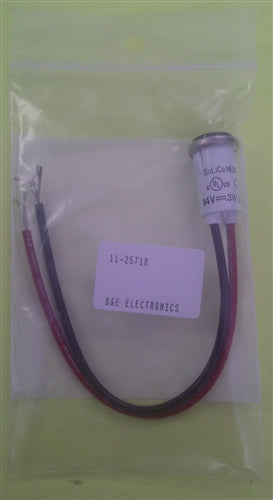 Philmore 11-2571 12-14V Green LED Indicator Lamp for .50" Hole, Green Cylinder Diamond Lens, with 6" Stripped Leads