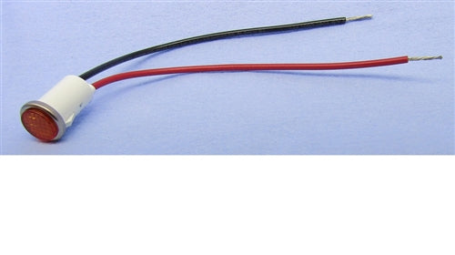 Philmore 11-2572 12-14V Amber LED Indicator Lamp for .50" Hole, Amber Cylinder Diamond Lens, with 6" Stripped Leads