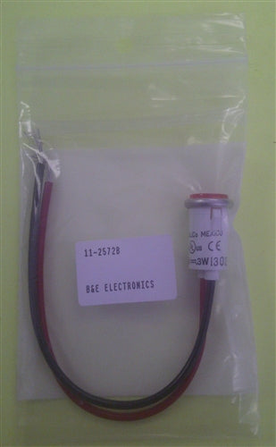Philmore 11-2572 12-14V Amber LED Indicator Lamp for .50" Hole, Amber Cylinder Diamond Lens, with 6" Stripped Leads