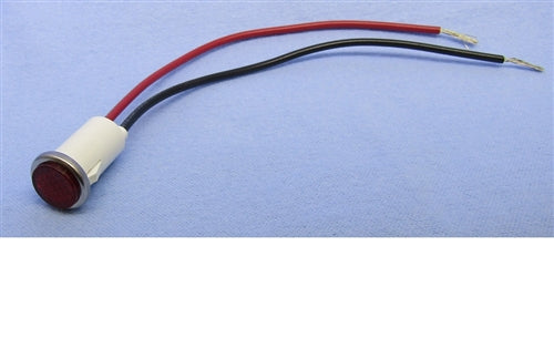 Philmore 11-2590 24-28V Red LED Indicator Lamp for .50" Hole, Red Cylinder Diamond Lens, with 6" Stripped Leads