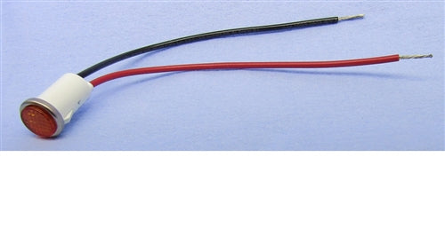 Philmore 11-2592 24-28V Amber LED Indicator Lamp for .50" Hole, Amber Cylinder Diamond Lens, with 6" Stripped Leads