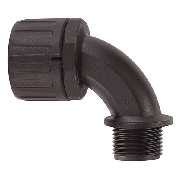 Hellermann Tyton 166-90466 HelaGuard® Non-Metallic IP66 Fitting, 90-Elbow, 2" NPT Thread, 2" Dia, PA66, Black, 2/pkg