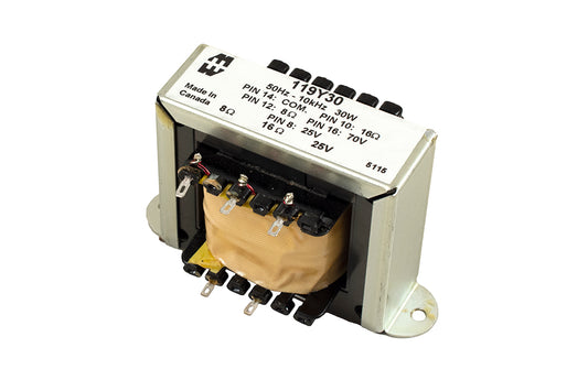 Hammond 119Y30 Audio Transformer, Line Matching, Max Output 30 Watts, Line Output 70 & 25 Volts, 119 Series