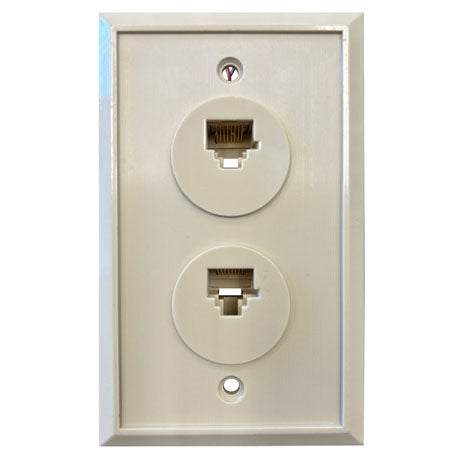 Mode 12-236-0 RJ45 Double Outlet Flush Mount Wall Plate 8P/8C, Ivory ** Not Rated for Cat 5/6 **