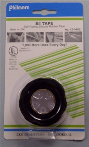 Philmore 12-3402 Black Sealing and Insulating (S/I) Tape, 1" Wide x 10' Length, -65F to 500F, Insulates 8kV Per Layer