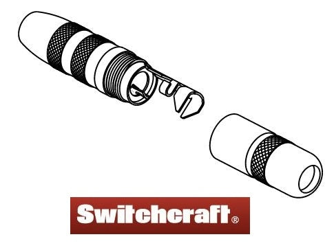 Switchcraft 121 2 Pole Mono 1/4" Extension Inline Jack, Shielded Handle, Solder Lugs