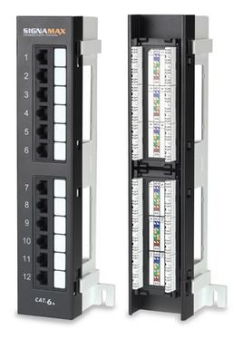 Signamax 12458M-C6C 12 Port Loaded Category 6 (Cat6) Unshielded Wall-Mount Mini Patch Panel, with 89D Bracket