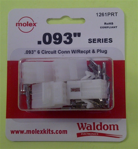 Molex 1261PRT .093" Connector Kit 6 Pole/Circuit, 2 Sets, Pins 18-22AWG