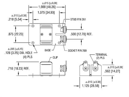 Keystone 1290 9V Open Battery Holder & Clip, Solder Lug