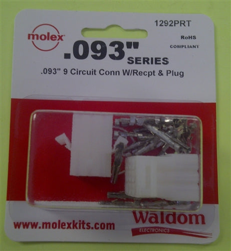 Molex 1292PRT .093" Connector Kit 9 Pole/Circuit, 1 Set, Pins 18-22AWG