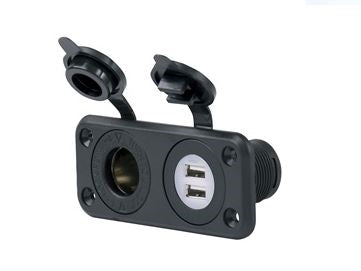 Marinco 12VCOMBO Sealink Deluxe Dual USB Charger and 12V Receptacle