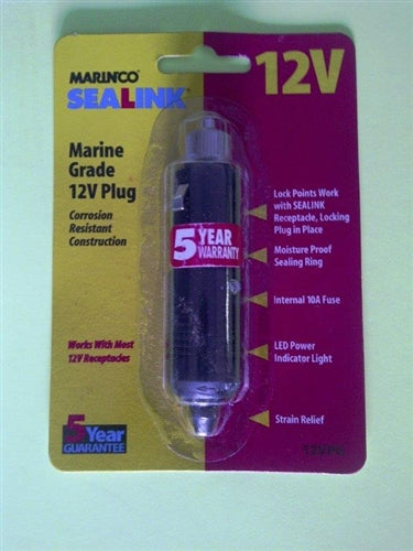 Marinco 12VPG Sealink Deluxe 12 Volt Locking Plug, Accommodates 16AWG Wire ** Max Rating Is 15 Amps **