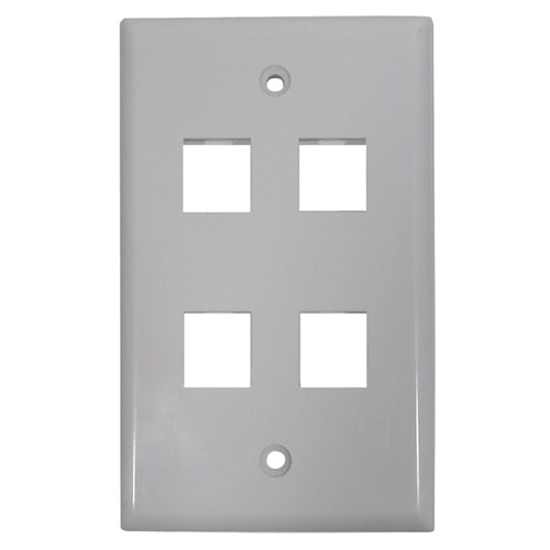 Mode 13-134-0 4-Port Single-Gang Keystone Flush Mount Wall Plate