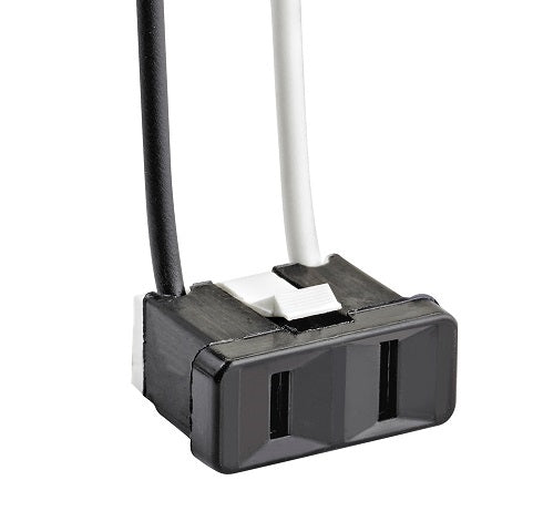 Leviton 1306 AC Snap-In Receptacle, Straight Blade, Non-Grounding with Leads 15A 125V Black NEMA 1-15R, 2P 2W