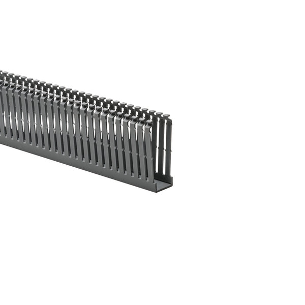 Hellermann Tyton 184-05559 High-Density Slotted-Wall Wiring Duct, 3 x 5", 6 ft Sticks, Non-Adhesive, PVC, Gray, 30 ft/box, 120ft/ctn