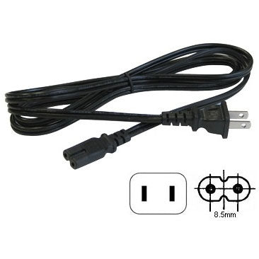 Circuit-Test 138-201 Power Cord 2 Conductor 6' - NEMA1-15P to IEC320-C7 Socket (Double Slot), Black
