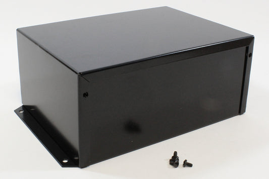 Hammond 1411FBRBK Aluminum Utility Enclosure, Flanged, Black 8.0" x 6.0" x 3.5"