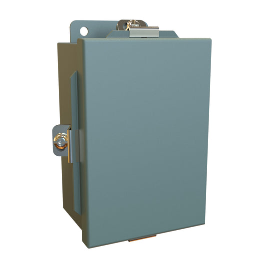 Hammond 1414N4C N4 Junction Box, Lift Off Cover with Clamps, with Panel - 6" x 4" x 3" - Steel/Gray