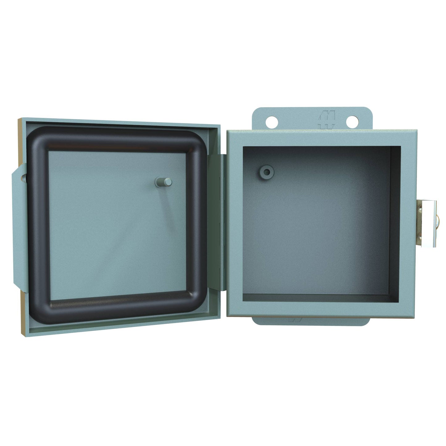 Hammond 1414PHA N12 Junction Box, Continuous Hinge Door with Clamps, No Panel - 4" x 4" x 3" - Steel/Gray