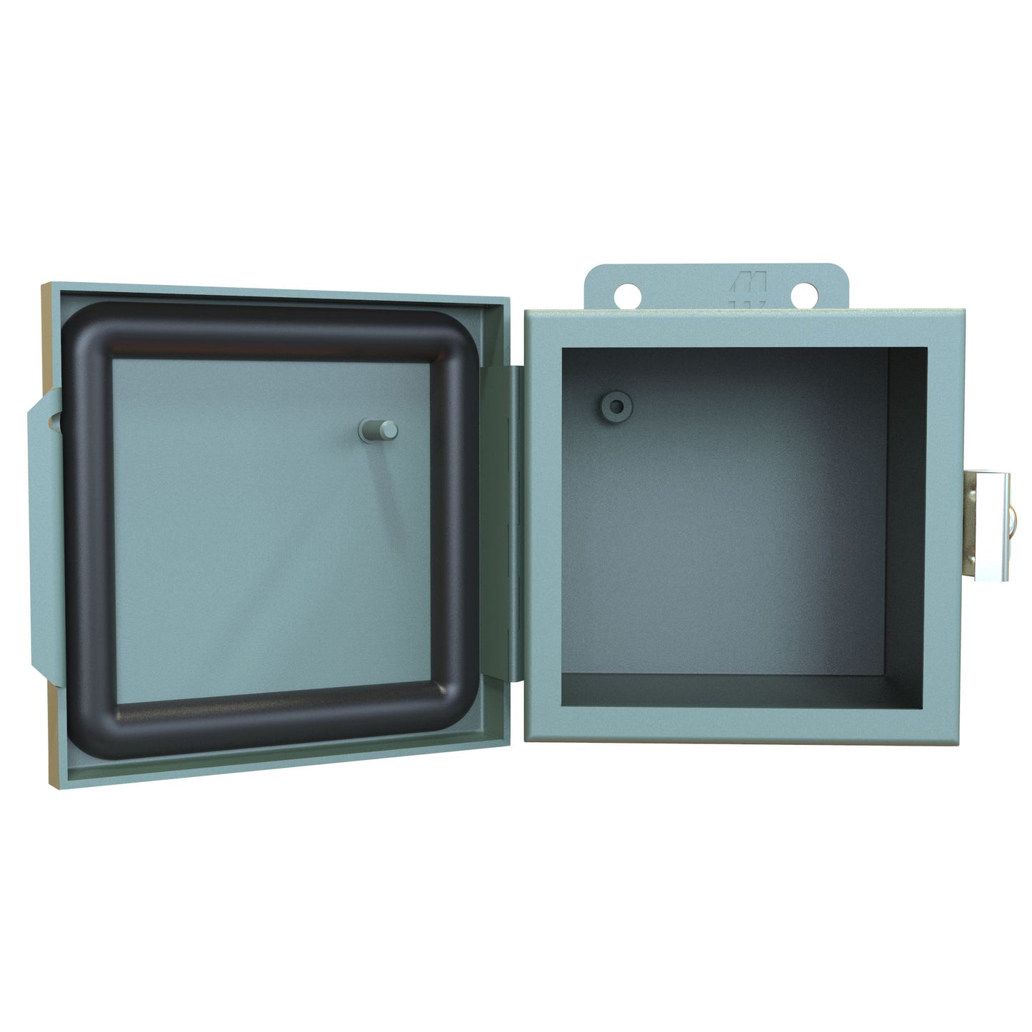 Hammond 1414PHA4 N12 Junction Box, Continuous Hinge Door with Clamps, No Panel - 4" x 4" x 4" - Steel/Gray