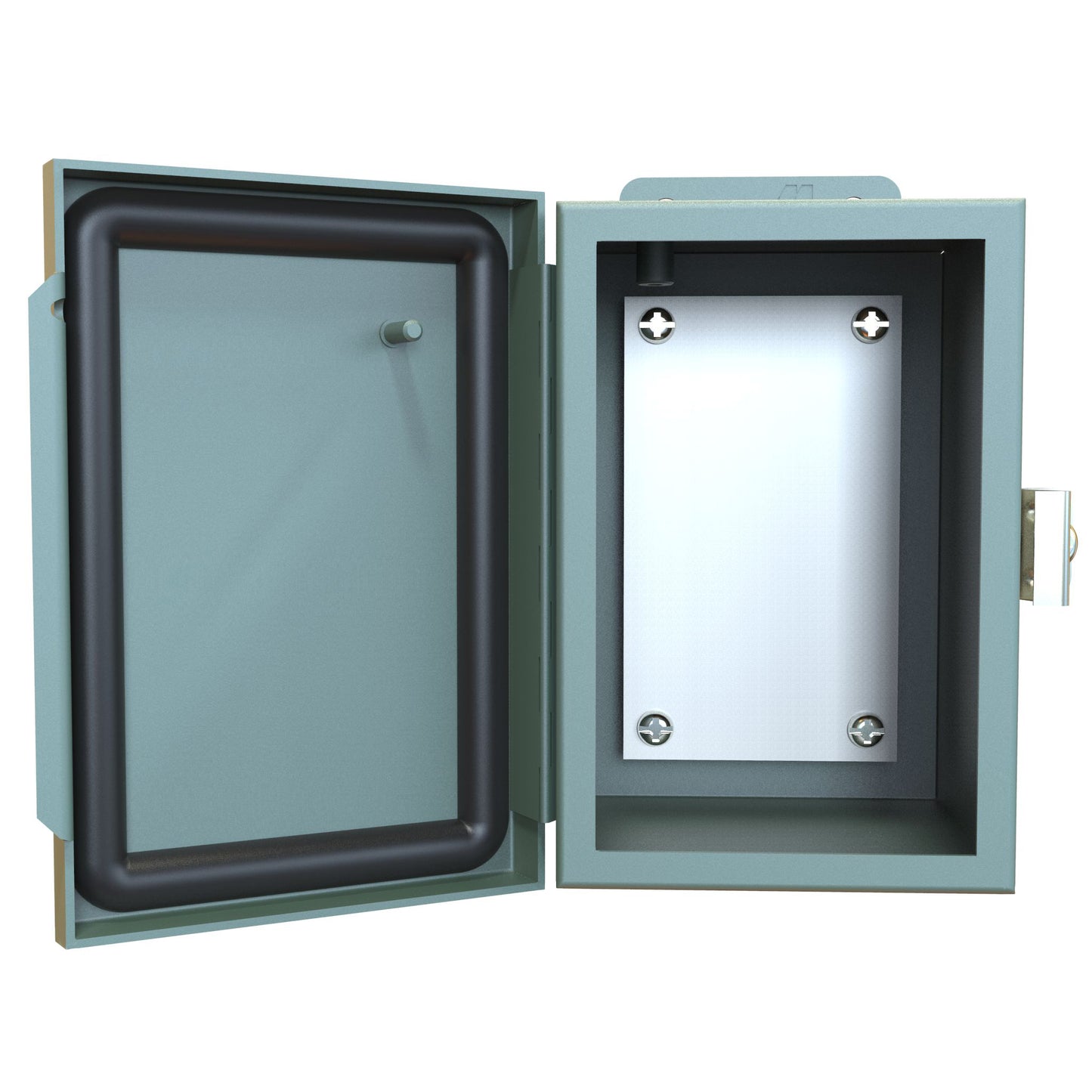 Hammond 1414PHC4 N12 Junction Box, Continuous Hinge Door with Clamps, with Panel - 6" x 4" x 4" - Steel/Gray