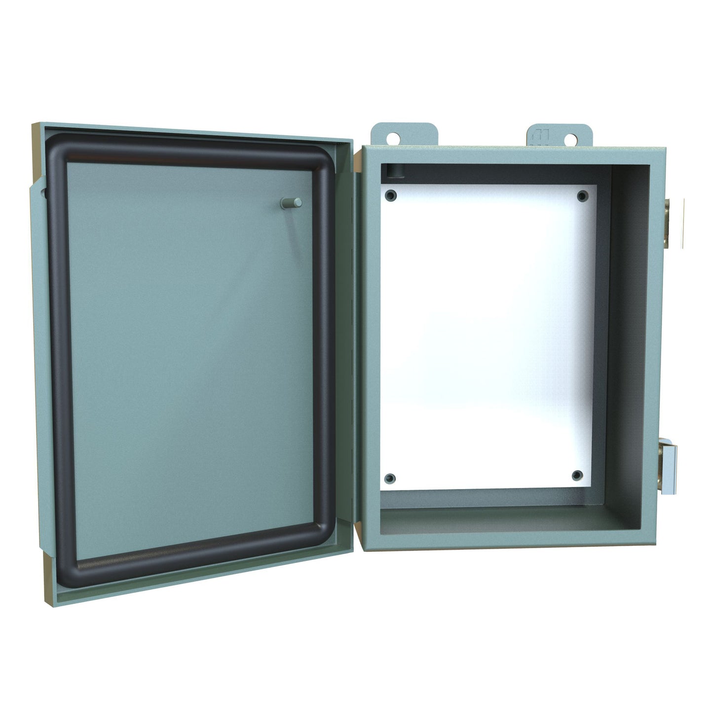 Hammond 1414PHG N12 Junction Box, Continuous Hinge Door with Clamps, with Panel - 8" x 6" x 3.5" - Steel/Gray