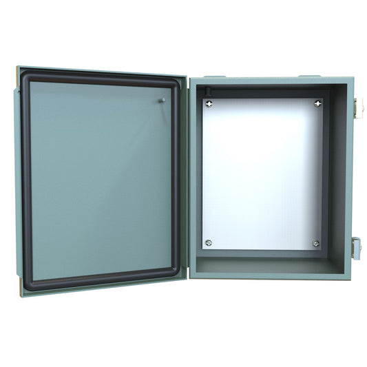 Hammond 1414PHI6 N12 Junction Box, Continuous Hinge Door with Clamps, with Panel - 10" x 8" x 6" - Steel/Gray