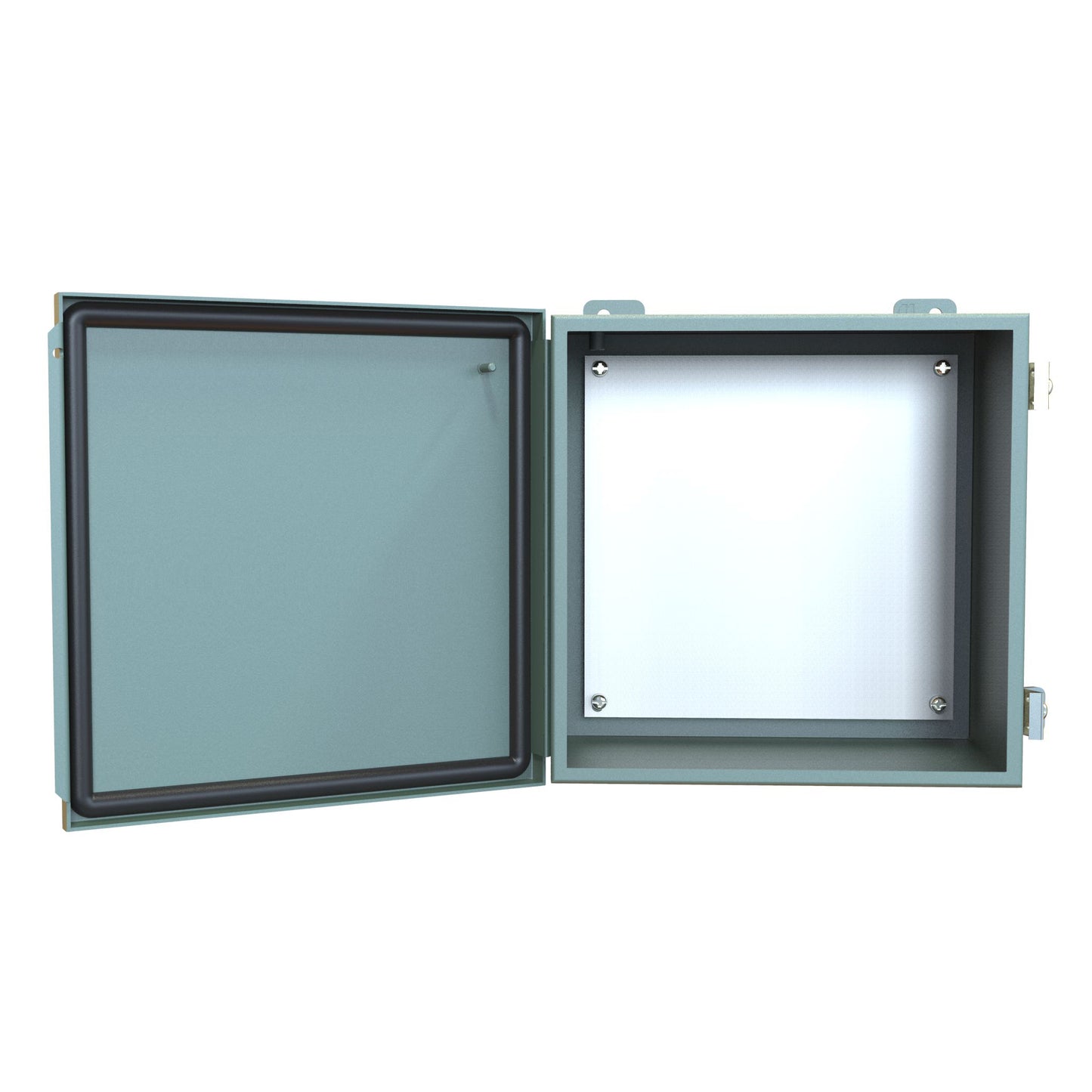 Hammond 1414PHJ6 N12 Junction Box, Continuous Hinge Door with Clamps, with Panel - 10" x 10" x 6" - Steel/Gray