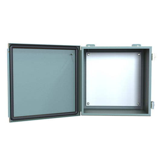 Hammond 1414PHJ6 N12 Junction Box, Continuous Hinge Door with Clamps, with Panel - 10" x 10" x 6" - Steel/Gray