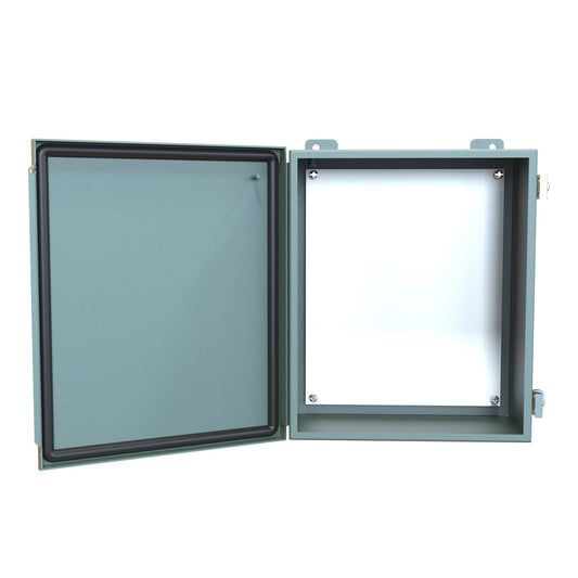 Hammond 1414PHK N12 Junction Box, Continuous Hinge Door with Clamps, with Panel - 12" x 10" x 5" - Steel/Gray