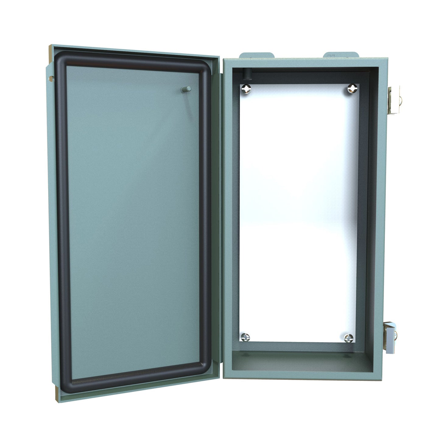Hammond 1414PHKC4 N12 Junction Box, Continuous Hinge Door with Clamps, with Panel - 12" x 6" x 4" - Steel/Gray