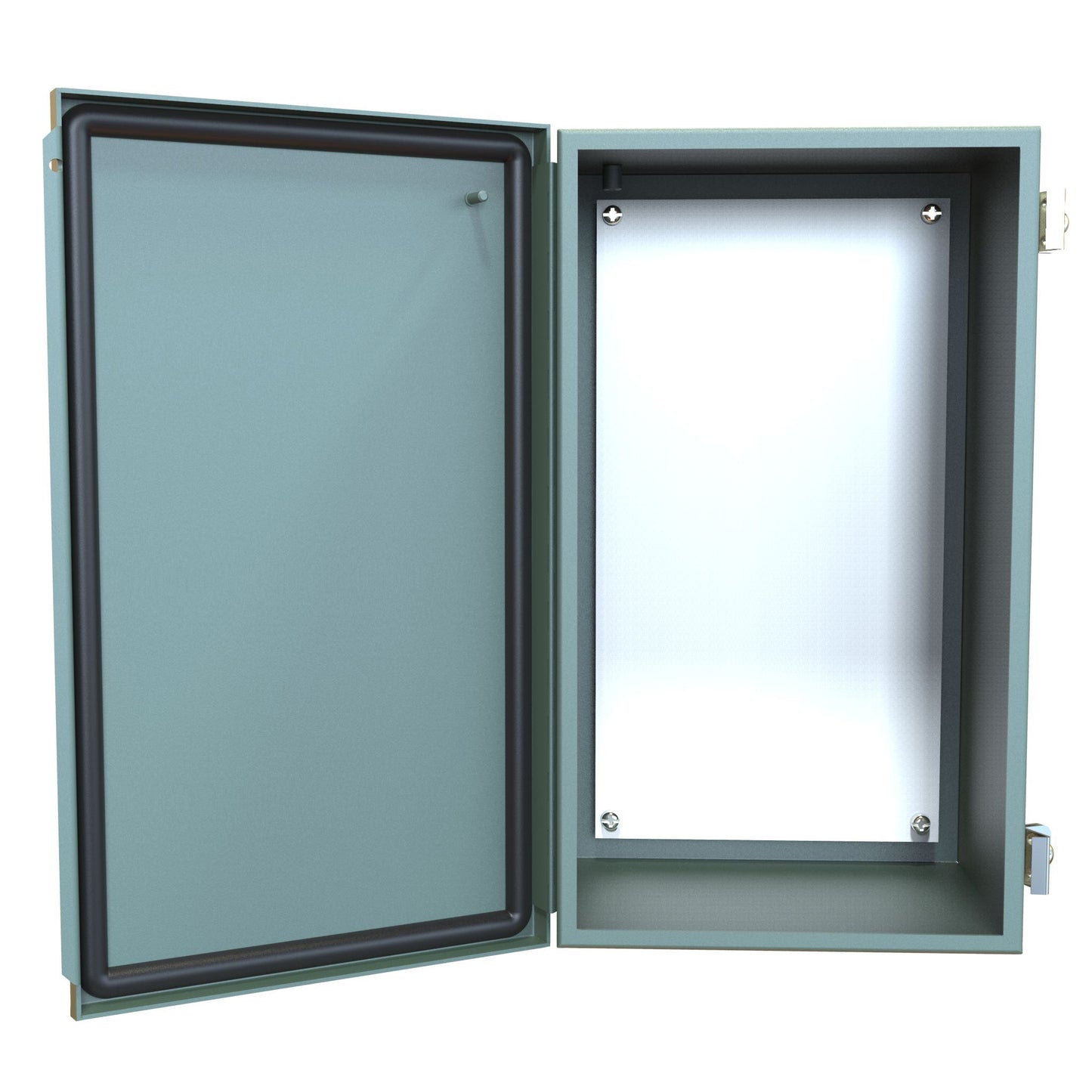 Hammond 1414PHMH6 N12 Junction Box, Continuous Hinge Door with Clamps, with Panel - 14" x 8" x 6" - Steel/Gray