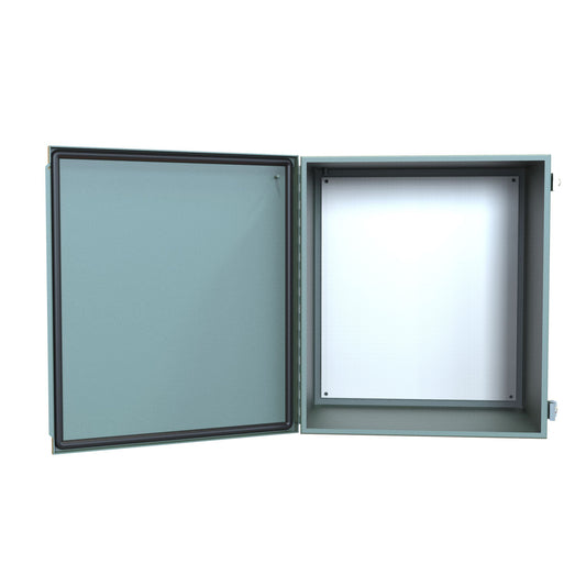 Hammond 1414PHO10 N12 Junction Box, Continuous Hinge Door with Clamps, with Panel - 16" x 14" x 10" - Steel/Gray