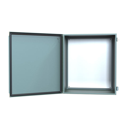 Hammond 1414PHO8 N12 Junction Box, Continuous Hinge Door with Clamps, with Panel - 16" x 14" x 8" - Steel/Gray