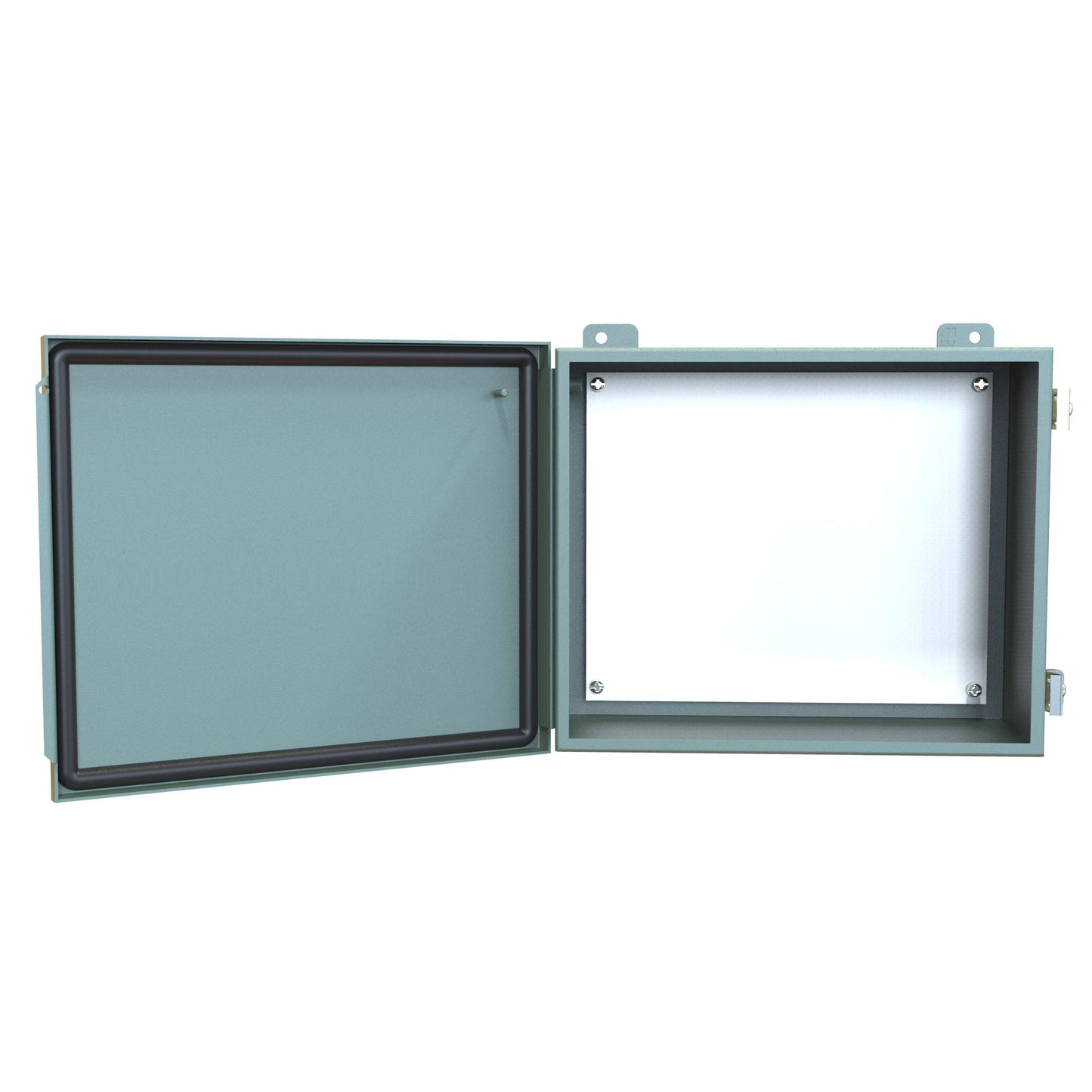 Hammond 1414PHRK N12 Junction Box, Continuous Hinge Door with Clamps, with Panel - 10" x 12" x 5" - Steel/Gray