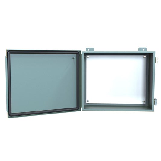 Hammond 1414PHRK N12 Junction Box, Continuous Hinge Door with Clamps, with Panel - 10" x 12" x 5" - Steel/Gray