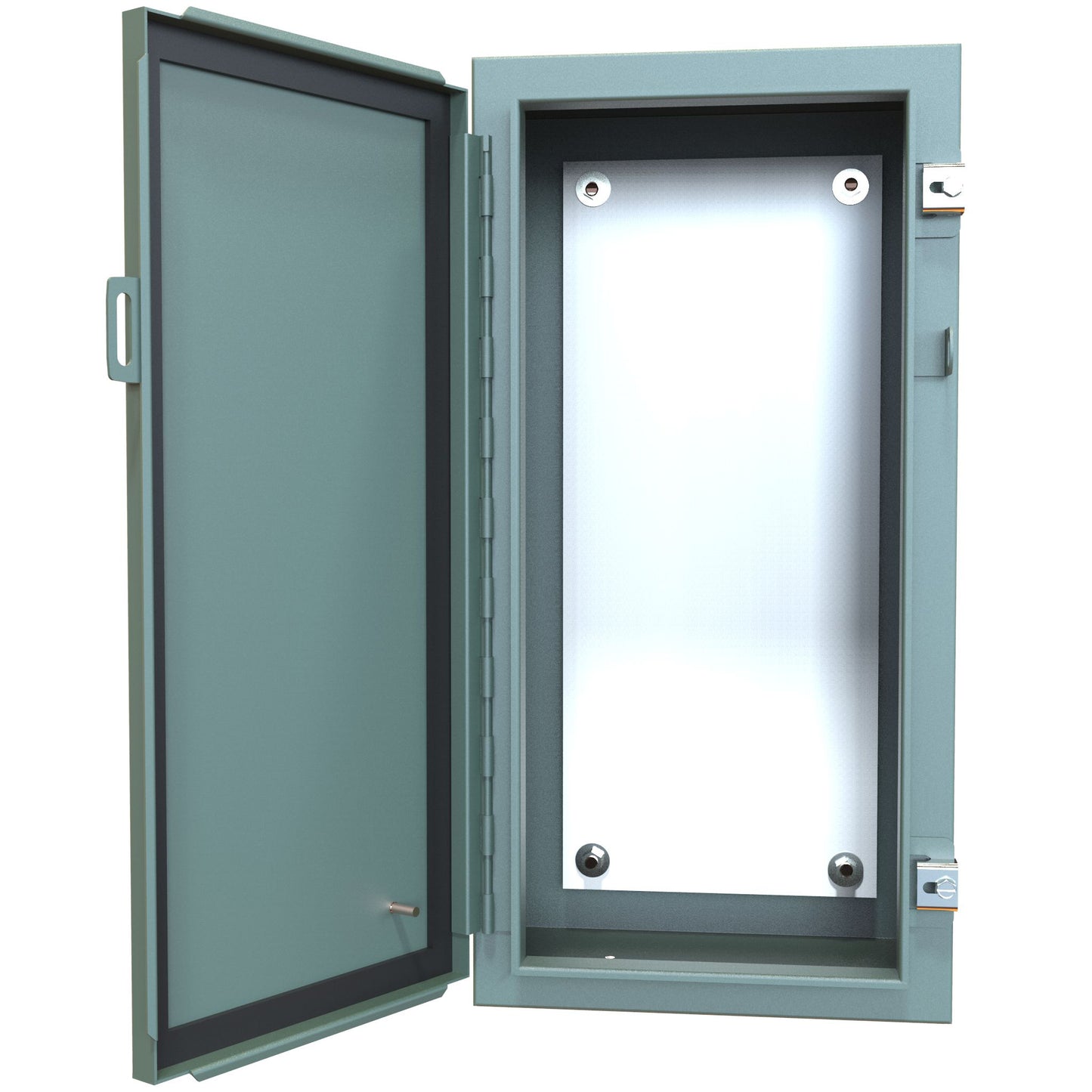 Hammond 1418AR8 N12 Wallmount Enclosure, Continuous Hinge Door with Clamps, with Panel - 24" x 12" x 8" - Steel/Gray